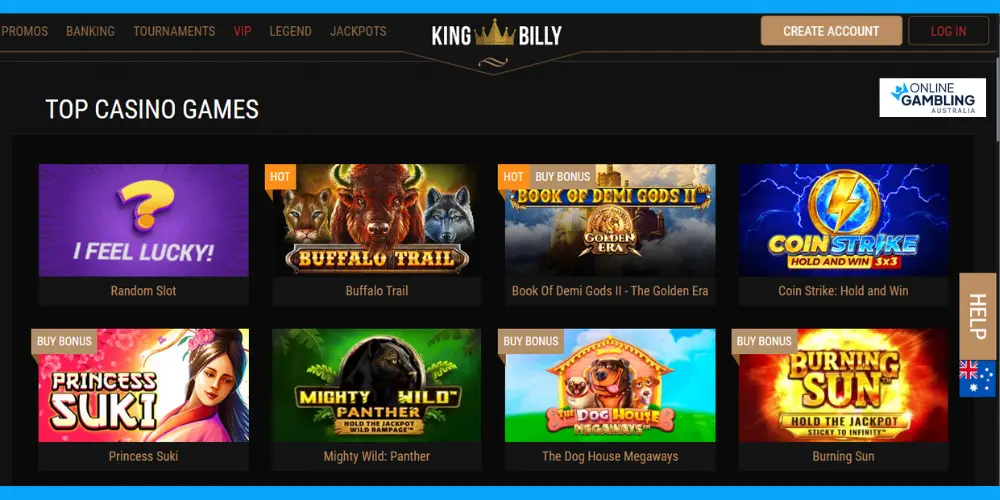 King Billy Casino Games Australia