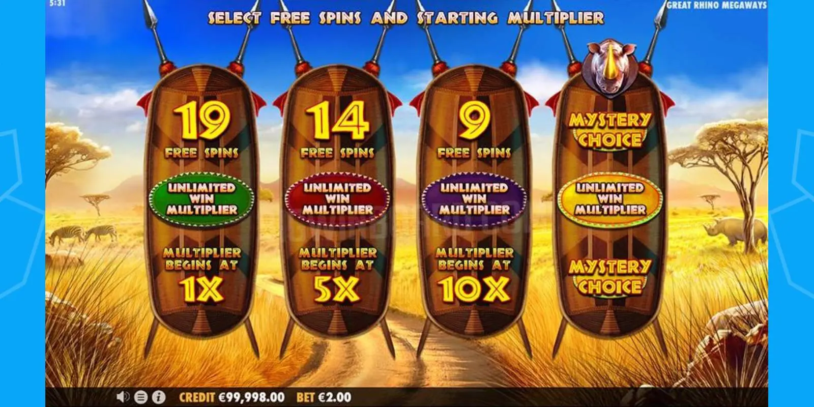 great rhino megaways free spins