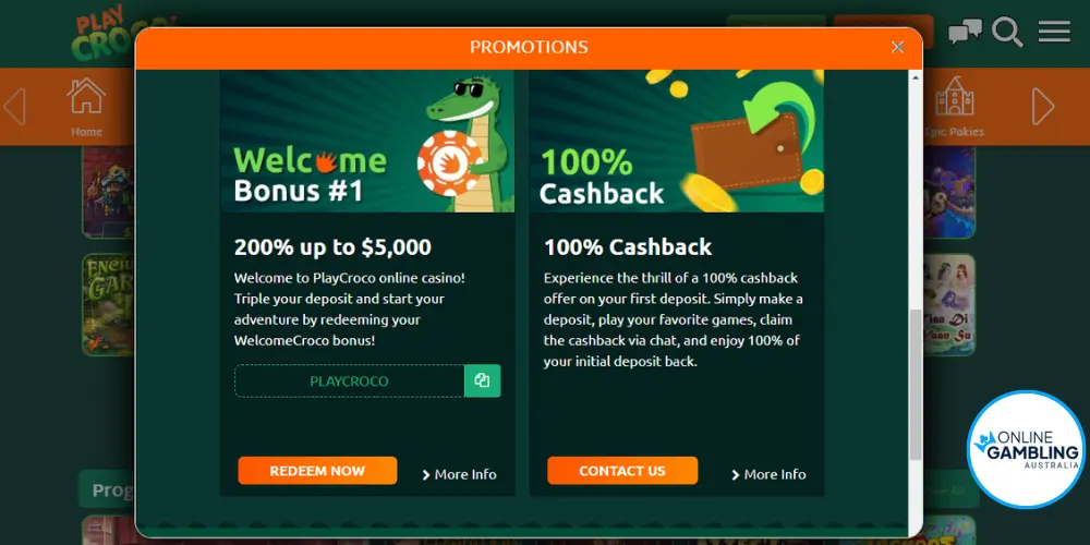 Croco Slots casino welcome bonus