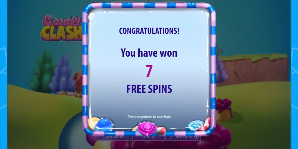 candy clash free spins bonus award