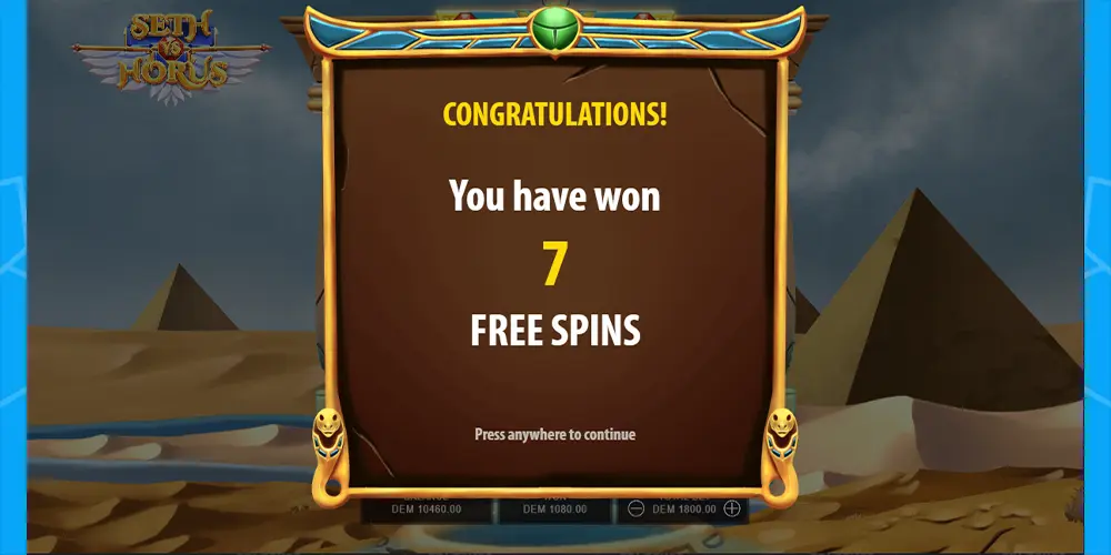 seth VS Horus Free spins award