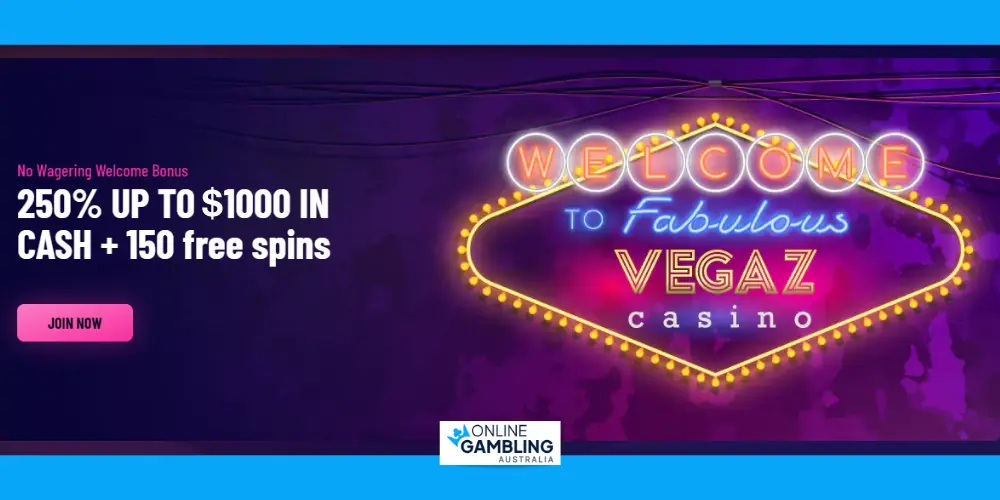Vegaz Casino welcome bonus