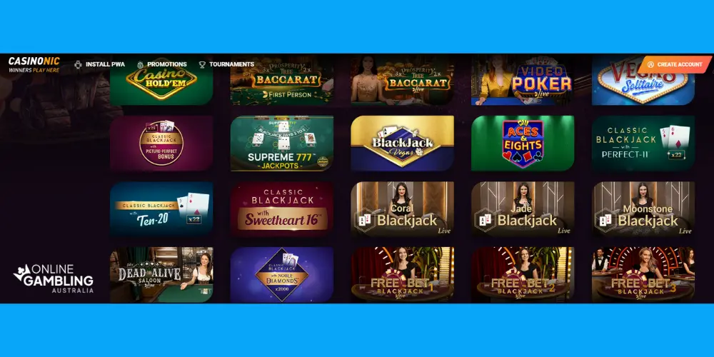 Live Casino at casinoNic australia