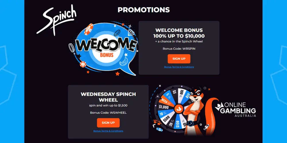 Spinch Casino Bonuses Australia