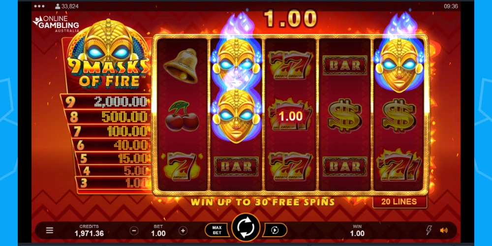 9 Masks of Fire online pokie australia