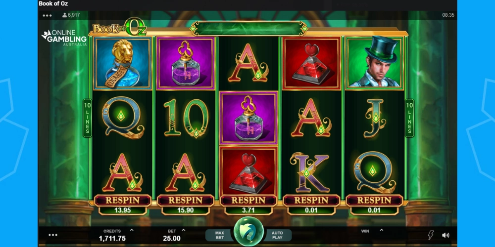 Book of Oz Pokie Respin