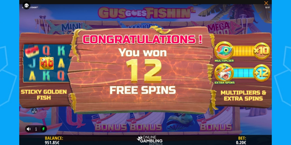 Gus Goes Fishin’ Pokie Bonuses