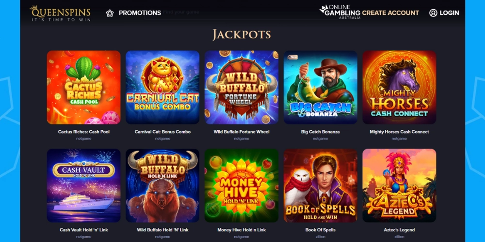 Jackpot Pokies at QueenSpins Casino