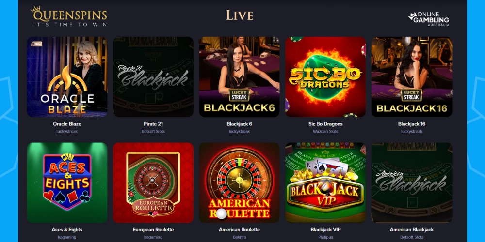 QueenSpins live Casino games