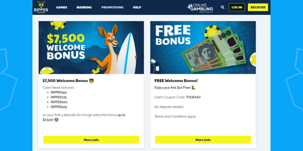 Ripper Casino Bonuses australia