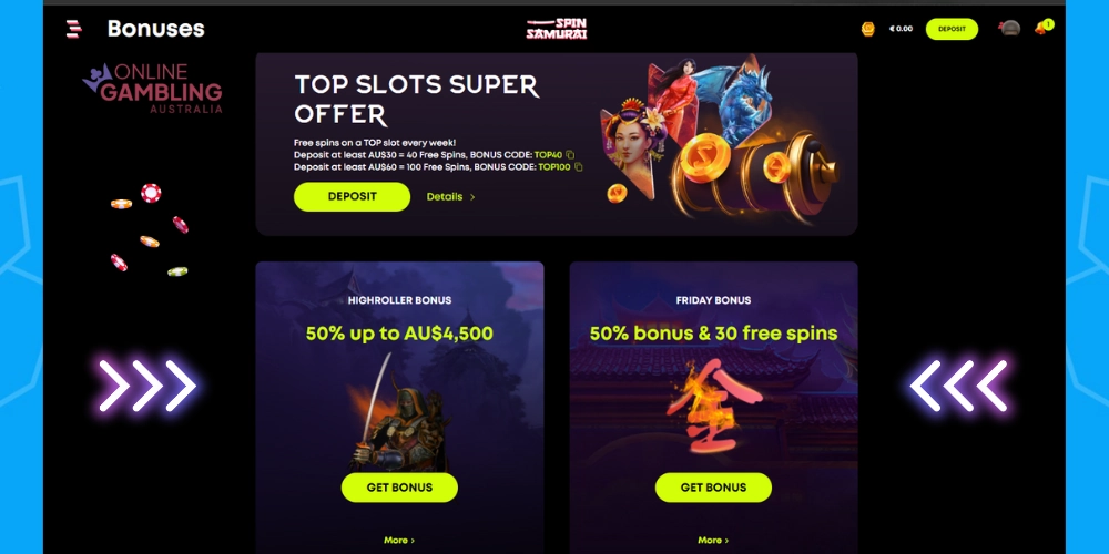 Spin Samurai Online Bonuses