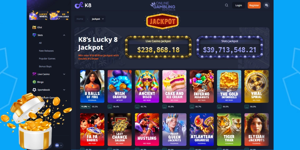 K8 Casino Australia Jackpot