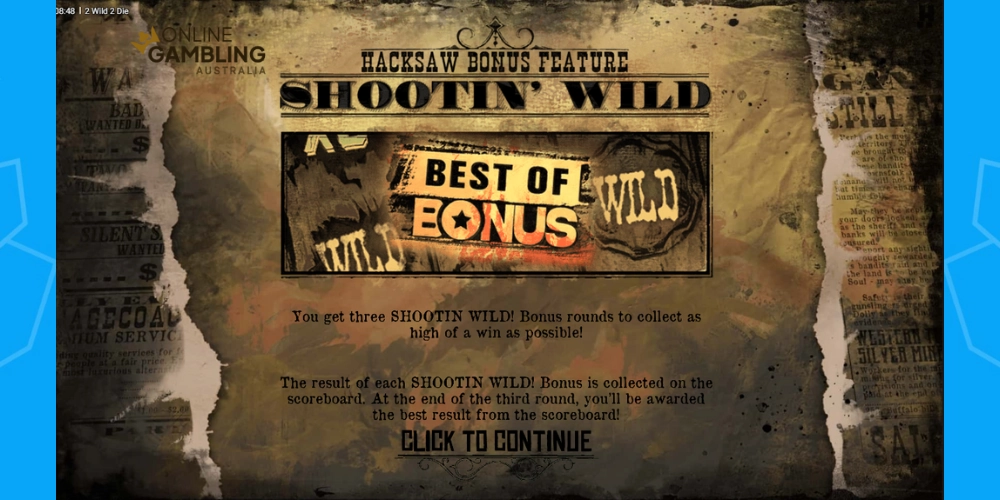 2 Wild 2 Die Slot Australia Bonus