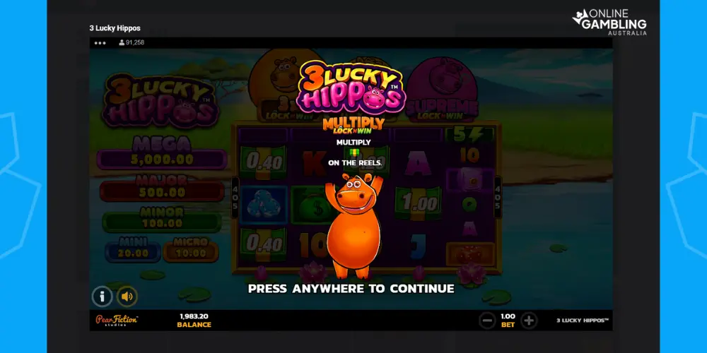 3 Lucky Hippos Pokie Bonuses