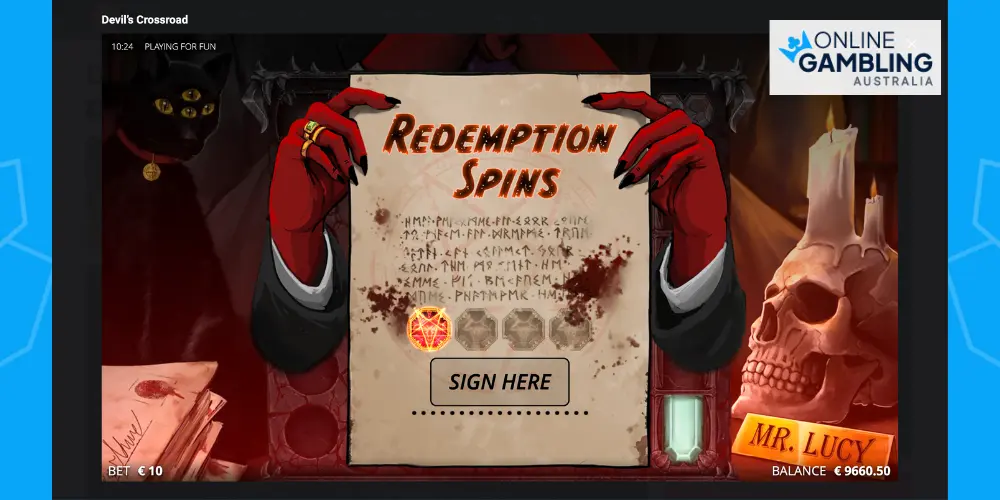 Devil’s Crossroad Redemption Spins Bonus