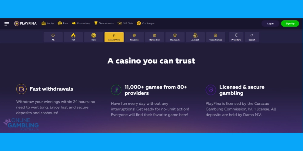 PlayFina Online Casino Australia
