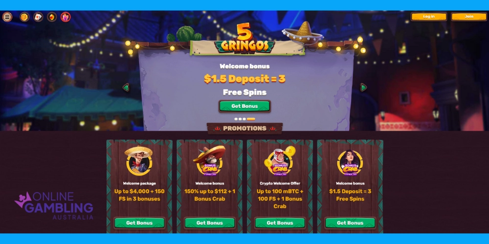 5 Gringos Casino Bonus Australia