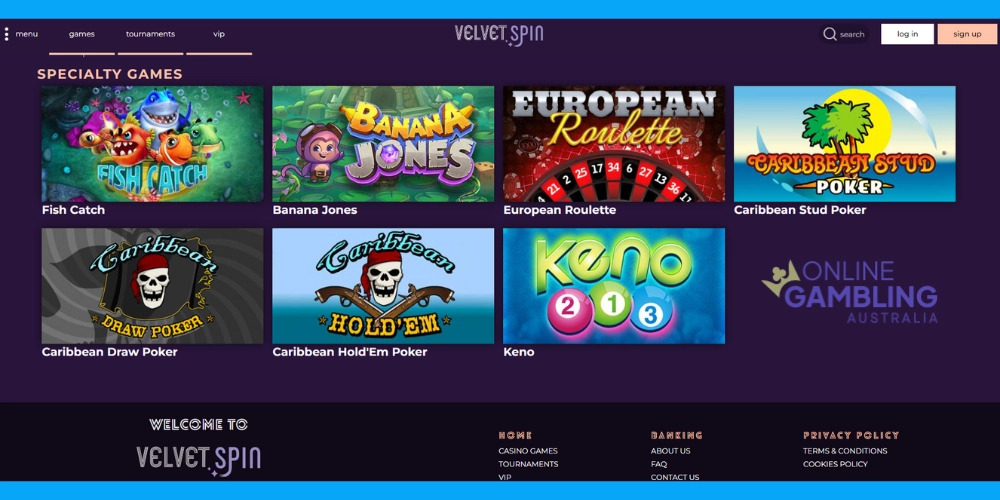 Velvet Spin Casino Specialty Games